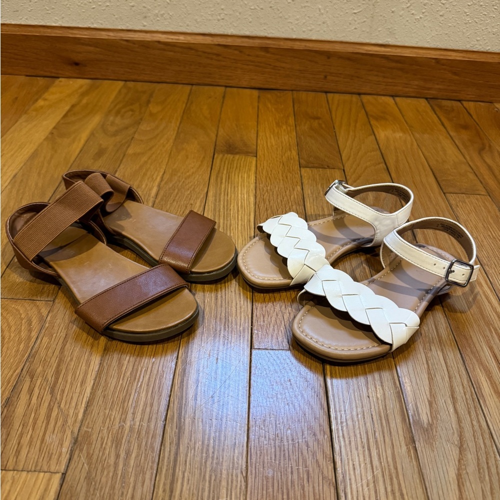 Girls Brown and White Sandal Set - Size 12K